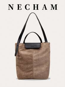 1 Pc, Contrast Color Suede Texture Women's Shoulder Handbag, Retro Casual Large Capacity Handbag, Magnetic Buckle Zipper Closure, Suitable For Travel, Shopping