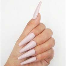 Colored Coffin Press On Nails Long Ballerina False Fake Nail Tips Full Cover Manicure Design Acrylic Nails 100pc For Women Teen FFgirls (Khaki){Inchcolor_nameinch:InchKhakiinch} - 卡其色 - 查看 5