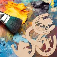 24Pcs Wood Horseshoe Cutouts Blank Horseshoe Wood Cutout Wooden Horseshoes DIY Painting Discs For Home Party Decors - 黑色 - 查看 6