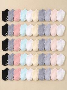 20/10/5 Pairs Cute Low-Cut Baby Socks, Comfortable Breathable Soft Elastic Anti-Slip Floor Socks, Infant Boat Socks With Non-Slip Function, Indoor Walking Socks. Heart, Pentagram, Small Footprint, Polka Dot Pattern Non-Slip Dot Design, Large Area Dots Help Baby Learn To Walk. Socks For Children, Newborn Essential, Baby Girl And Boy Stuff - Multicolor - View 2