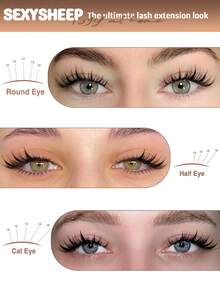 126pcs Cartoon Style False Eyelash Extension Kit, D-Curl Delicate Natural Look Waterproof Eyelash Extension Set For Home Use - Black - View 5