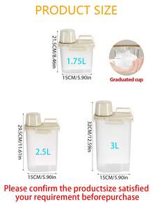 1pc/Laundry Powder Storage Box, Storage Jar With Graduated Measuring Cup, Large Capacity Storage Box, Laundry Detergent Dispensing Container, Cleaning Supplies Storage, Household Items, Suitable For Laundry Room, Bathroom, Toilet Use, Bathroom Accessories - Multicolor - View 3