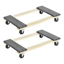 2 Packungen, 76 cm x 46 cm Hartholz Möbel Transportroller mit 907 kg Tragkraft, 4 x 7,6 cm PP Lenkrollen, schwere Holz Transportroller, Transportwagen mit Rädern für schwere Möbel - Dunkelgrau - Übersicht 11