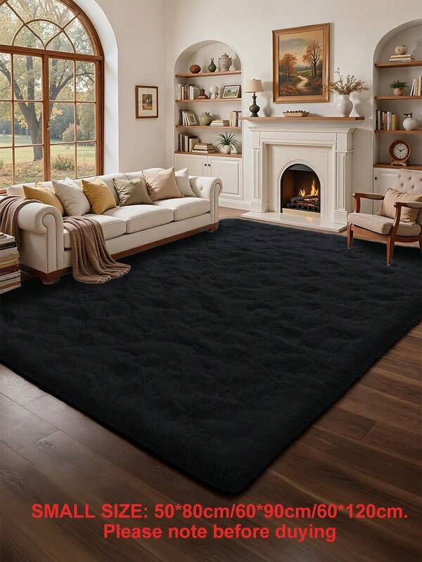 1pc Rug, Area Rug, Fluffy Bedroom Rug, Simple Rectangular Rug, Solid Color Bedroom Decorative Rug, Fall Decor, Christmas Decoration, Perfect Home Decor Holiday Decoration Rug, Halloween Gift, Room Decor, Multiple Sizes Fluffy Carpet For Living Room, Wonderful Room Decor, Soft And Comfortable For Boys And Girls Dorm Room, Washable, Pay Attention To The Size
