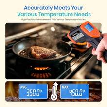 Etekcity - Termómetro infrarrojo 774, pistola de temperatura de calor para cocinar, herramienta de superficie IR láser para pizza, parrilla, parrilla, HVAC, motor, accesorios, -124°F a 1000°F, azul(Avanzado Naranja) - Tipo 1 - Ver 7