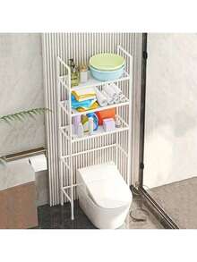 Bathroom And Toilet Storage Rack Without Punching Holes, Toilet Storage Corner Rack, Space Saving Stainless Steel Washing Machine Floor Rack, Suitable For Labor Day, Easter, Halloween, Thanksgiving, Christmas, Holiday Gift Giving, Giving To Family And Friends - 白色 - 查看 3