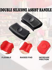 2个装硅胶锅柄套，耐高温耐磨锅柄套，锅柄隔热套，锅盖/平底锅防滑套，煎锅/平底锅硅胶隔热手柄套，防滑锅柄套，防止烫伤，适用于锅和炒锅的耐热手柄套，锅柄隔热套，通用厨房炊具替换装