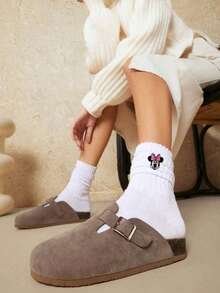 6/3/1 pares de calcetines slouch para mujer con bordado de Minnie Mouse de Disney, calcetines altos de pantorrilla cálidos y versátiles para otoño/invierno, calcetines de media pantorrilla de color liso a la moda, suaves, cómodos y transpirables, regalo de Halloween y Navidad - Multicolor - Ver 7