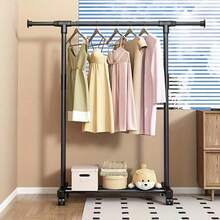 1pc Adjustable Metal Clothes Hanger, Durable Freestanding Drying Rack, Space-Saving Design, Sturdy Load-Bearing Structure, No Electricity Required, Essential Home Organizer, Easy Assembly, Extendable, Garment Storage, Must-Have Drying Rack - Black - View 2