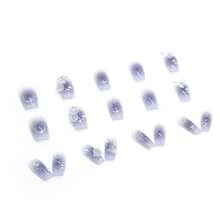 Press On Nails Purple Medium Fake Nails Tips Full Cover Gradient False Coffin Butterfly Nails For Women And FFgirls 24PCS{Inchcolor_nameinch:InchNails-16inch} - 釘子-16 - 查看 4