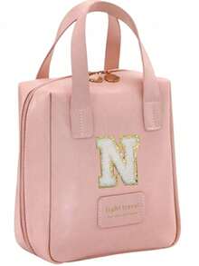 1pc Waterproof Makeup Bag, Large Capacity Cosmetic Bag, Makeup Organizer, Bathroom Makeup Bag, Portable Travel Makeup Pouch, Toiletry Bag For Lipstick, Makeup, Eyeshadow Palette, Skincare, Makeup Brushes,Gifts For Women,Christmas Gifts,Gift Ideas For Women - Pink - View 33