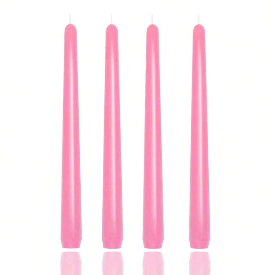10 Inch Pink Taper Candles,Set Of 4 Tapered Candle, Tall Candlesticks,Conical Stick Candles,Less,For Home Dinner, Party, Wedding, Halloween, Christmas (Pink, 10inch){Inchcolor_nameinch:InchPinkinch,Inchsize_nameinch:Inch10inchinch} - Berwarna merah muda - View 1