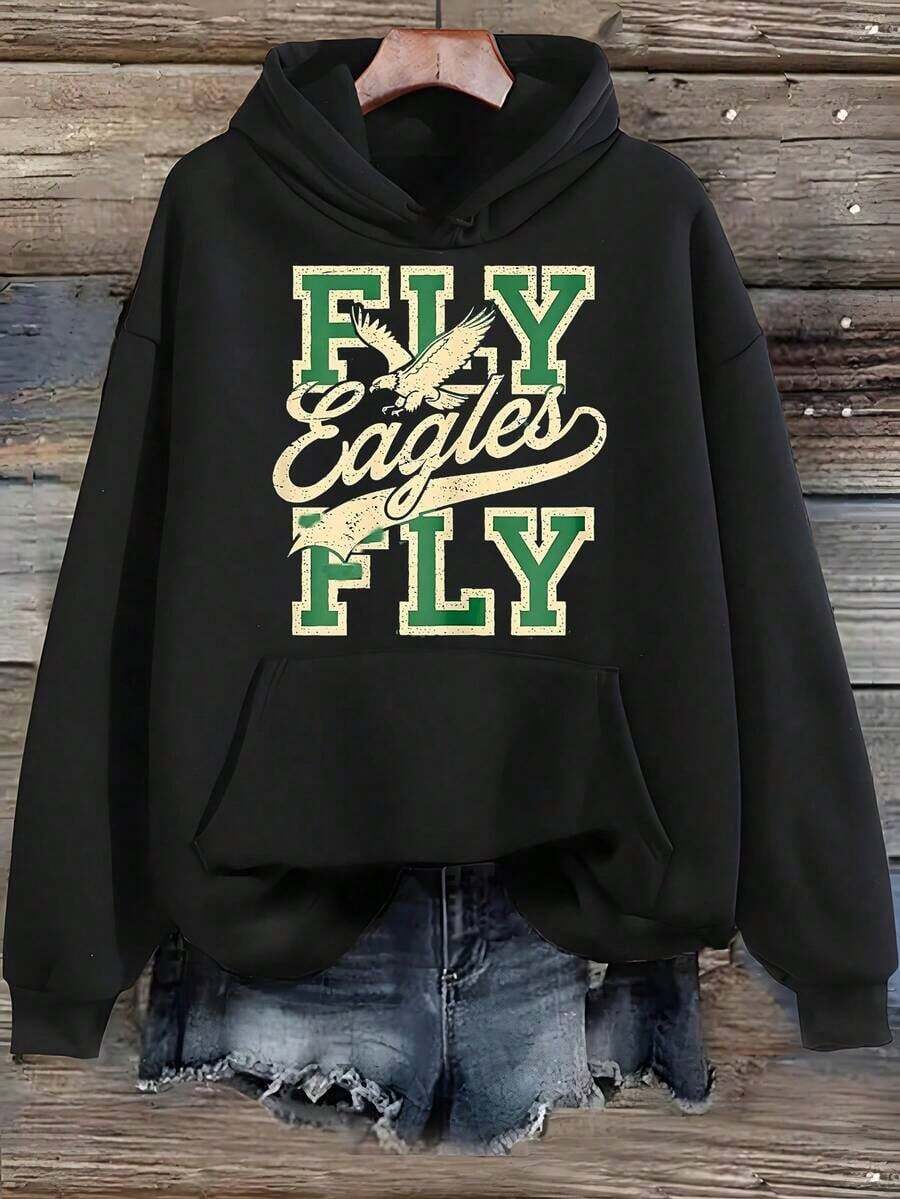 Fly Vintage  Football Life Sport Lovers Women's Hoodies Sweatshirt-White And Navy Off-The-Shoulder Cropped Top - Black - View 1