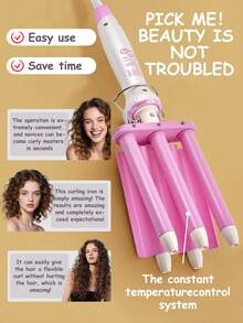 CRASTS Hair Curler, Curling Iron With Temperature Setting,Hair Iron, Flat Iron, Rose Color,Hair Styler HC-048, Suitable For Personal Hair Styling,Hair Care Gift - EU C Type Plug(220-240V) - View 7