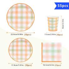 Juego desechable de plato, servilleta y vaso a rayas amarillas y verdes, platos, servilletas y vasos, suministros para fiestas, sirve a 10 invitados, platos de papel desechables, vajilla de fiesta adecuada para cumpleaños, bodas, fiestas, picnics familiares - Multicolor - Ver 2