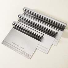 1pc Stainless Steel Dough Cutter Scraper With Measurement, Pasta Dough Cutter, Baking Tool - Silver - View 7