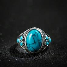 男士绿松石戒指，情侣戒指，万圣节和圣诞节节日礼物 - 戒指 - 查看 16