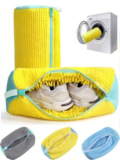 Washing Machine Shoe Bag - Yellow With Blue Zipper, Soft Fleece Lining, Effective Protection For Clothing, Especially Suitable For Sneakers And Casual Shoes. This Laundry Bag Is A Must-Have For Holiday Travel, And A Perfect Gift For Travel Bags, Travel Accessories, And Graduation Season. It Can Also Be Used For Clothing Storage, Such As Laundry Baskets, Garment Bags, Clothing Storage Bags, Organizers, Packing Cubes, And Travel Organizers.