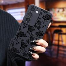 Estuche de Lujo para for  for Galaxy S24 Ultra, S23 Plus, S22+, S21, S20 FE, S10, A72, A54 5G, A53, A52, A52S, A15, A14, A13, A12, A22, A21S, A51, A33, A32, A23 con Diseño Floral - Negro - Ver 6