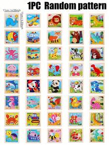 1/4/6/8/12/40片装儿童9片装木制拼图,卡通动物认知拼图套装,儿童益智玩具,恐龙、海洋动物、交通工具、昆虫系列拼图,蒙特梭利玩具,拼图游戏,儿童礼物 - 彩色 - 查看 25