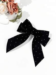 1pc Women's Velvet Rhinestone Double Layer Bow Hair Clip, Versatile For Any Occasion, Claw Clips, Hair Claws, Hair Slide, Hair Barrettes