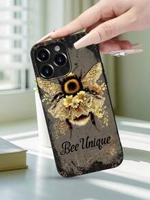 Bee Unique Floral Phone Case  High End | Elegant | Yellow Resistant And Wear-Resistant | Scratch Resistant And Drop Resistant | Wholesale Of Phone Cases - UV Printing (Selected Christmas Gifts, Halloween Gifts, Valentine's Day Gifts, Birthday Gifts - 黑色 - 查看 2