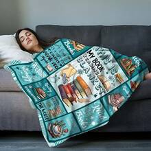 Book Lovers Throw Blanket - Cozy Reading, Home Decor, Gift For Bibliophiles - Books & Floral Patterns,Super Soft Flannel Printed  Blanket,As Birthday Gifts, Family, Wedding, Souvenir Blankets, Polyester Blankets Suitable For All Seasons, Washable, Machine Washable, Lightweight, Breathable, Comfortable, Warm, Unique, 280gsm For Him, Her Personalized Ideal Gifts For Her, Him, Family, Boyfriend, Girlfriend, Father, Family, Mother, Lover, Daughter, Son, Grandfather, Grandmother, Friend, Classmate, Pet.   Perfect Nap, Camping, Travel, Home, Daily Life, Office Decoration, Birthday, Anniversary, Valentine's Day, Thanksgiving, Christmas, Halloween, Mother's Day, Father's Day, Wedding, New Year Gifts ,Sofa,Bed,Car,Bedroom,Living Room,Office,  Outdoor Camping, Beach,Wall Decoration - Nhiều màu 7 - Xem 5