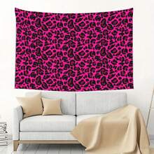 Hot Pink Y2K Aesthetic Leopard Print Retro Tapestry, Suitable For Reading Corners Or Cozy Corners - Add A Touch Of Warmth To Your Private Space. Home Decoration, Room Decoration, Retro Design, Durable Materials, Soft Fabric, Fashionable Decoration, Wall Hanging, Interior Design, Home Decorators - 彩色 - 查看 6