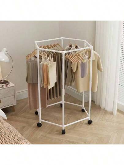 Hexagonal Rotating Hanger With Wheels -360 °   Rotating Floor Standing Hanger, Portable And Space Saving Design, Suitable For Laundry, Boutique Display, And Home Storage, Weighing 150 Pounds, Clothes Hanger, Laundry Accessories, Durable Structure