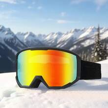 Ski Goggles, Cylindrical Lens With Orange Revo Coating, OTG Anti Fog Snow Goggles For Men Women Youth, TPU Frame & Ventilation Structure, Suitable For Skiing, Skating, Snowboarding, Cycling - framed black cylinder orange - 查看 1