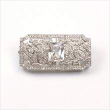 New Light Luxury Hollow Square Brooch High End Niche Corsage Anti Slip Pin Dress Party Wedding Accessories Gift - 銀色 - 查看 6