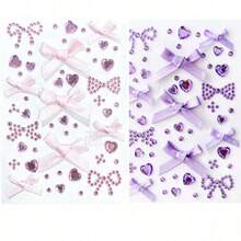 1 miếng dán hình bướm đính đá, 1 miếng dán hình trái tim đính đá, 5 màu: Hồng, Đỏ, Xanh dương, Tím và Trắng, Miếng dán trang trí mặt hình bướm đính đá, Miếng dán mặt hình trái tim và hình tròn, Miếng dán mặt, Miếng dán mặt tự làm, Miếng dán trang điểm dưới mắt, Miếng dán kim cương pha lê, Miếng dán trang điểm - Nhiều màu - Xem 10