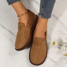 Outdoor Spring Autumn Womens Shoes Ladies Shoes Loafers Flats Walking Travel Cozy Padded Suede Clogs Adjustable Buckle Rounded Toe - Maroon - View 5