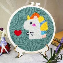 Animal Pattern DIY Punch Needle Embroidery Kit Yarn And Adjustable Embroidery Easy To Use DIY Tools Set For Beginner