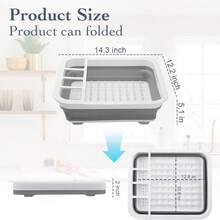 Collapsible Dish Rack For Drying Dishes, Space-Saving And Foldable Design With Versatile Removable Components, Dinnerware Storage Organizer For Small Kitchen Spaces - Xám - Xem 10