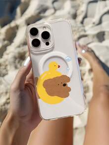 Funda Magnética Transparente para Teléfono con Patrón de Tema de Patito Amarillo y Oso Compatible con  16,  16 Pro,  16 Más,  16 Profesional Max,  15,  15 Más,  15 Pro,  15 Profesional Max,  14,  14 Más,  14 Pro,  14 Profesional Max,  13,  13 Pro,  13 Profesional Max,  12,  12 Pro,  12 Profesional Max, adecuado para las temporadas de primavera, verano, otoño e invierno. Más adecuado para hombres Mujer Halloween Navidad Día de San Valentín Regalo para familiares y amigos, funda de teléfono única con apariencia de alto valor, carga más conveniente. - transparente - Ver 3