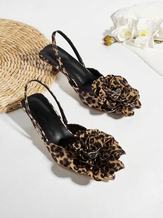 Nya leopardmönstrade kitten heel-skor för kvinnor, spetsiga slip-on-skor, mångsidiga eleganta partyskor, lågklackade bekväma pendlingsandaler