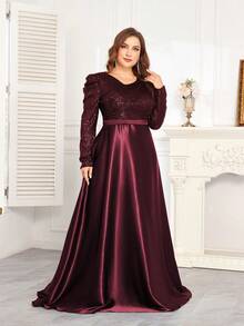 hezixi This Stretchy Sequin V-Neck Dress Features A Fitted Silhouette And Mermaid Hem Design, Available In A Full Size Range. The Simple Yet Elegant Style Exudes A Luxurious Aesthetic. Suitable For Various Occasions Such As Parties, Graduations, Weddings, Events, Galas, And Balls. Can Be Worn As A Formal Evening Gown, Party Dress, Wedding Guest Dress, Or Ball Gown. - Burgundy - View 11