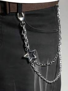 سلسلة بنطلون الجمجمة الرائعة للرجال - إكسسوارات أسلوب الشارع الهيب هوب - فضي - مشاهدة 2