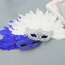 1 Bộ mặt nạ hóa trang dự tiệc dành cho nữ, mặt nạ lông vũ nửa mặt, mặt nạ bột đen, thích hợp cho lễ hội hóa trang, Giáng sinh, năm mới, trang phục dự tiệc, cosplay (lông vũ nhân tạo có thể tháo rời và sử dụng kép) - Nhiều màu - Xem 7
