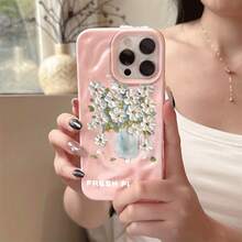 Funda para teléfono con diseño floral pintado al óleo y patrón de meteorito. Compatible con los modelos 11 al 16 Plus, Pro y Pro. Presume de un estilo elegante y lujoso, convirtiéndolo en una opción atractiva. - Colores mixtos 4 - Ver 1