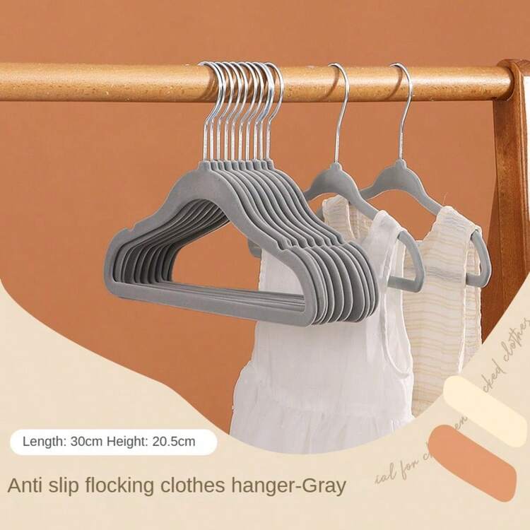 YITU 10/20pcs Plastic Flocking Hangers, Small Clothes Hangers, Anti Slip Shoulder Protection, No Bulging, No Damage To Clothes, Suitable For Small Clothes - Multicolor - View 6