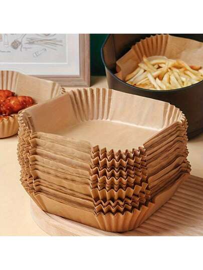 100pcs  Disposable Air Fryer Liners (6.3''), Square Paper Air Fryer Liner Pots, Paper Basket Bowls, Baking Trays, Oven Accessories, Baking Tools, Kitchen Gadgets, Kitchen Accessories