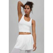 Alo Yoga Mesh Front Runner Tank - Black |  | Pilates Set - White - View 1