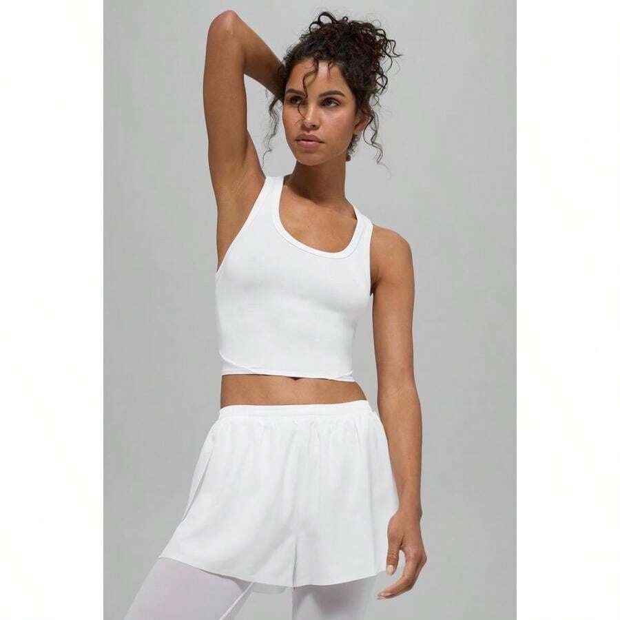 Alo Yoga Mesh Front Runner Tank - Black |  | Pilates Set - White - View 1