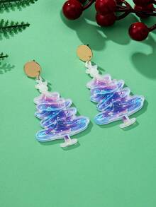 Women's Holiday Party Drop Earrings, Sparkling Christmas Earrings For Women, Alloy Christmas Gift For Her