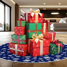 Falda para árbol de Navidad, 48 pulgadas, con patrón de copos de nieve, color azul oscuro - Azul Oscuro - Ver 10