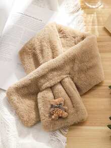 1pc Minimalist & Cute Plush Soft & Gentle Children's Bear Design Neck Warmer, Unisex Kids Autumn/Winter Scarf, Suitable For Daily Wear, School, Outings, Christmas Party Gifts, Street Photography, Fashion Accessory - Multicolor - View 7