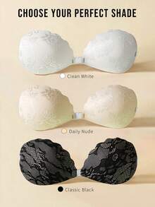 1pc Lace Invisible Push-Up Bra, Comes With Randomly Sewn Transparent Straps, Suitable For Women's Wedding Dresses, Camisoles, Bras - Pairs Well With Camisoles, Dresses, Jumpsuits