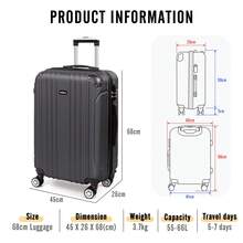 Travel Suitcases, Medium 68cm Suitcase, Travel Trolley, Rigid And Lightweight ABS Travel Suitcase With Telescopic Handle, 4 Double Wheels, 68 X 45 X 26 Cm, Durable, Travel Luggage - Dark Grey - View 4